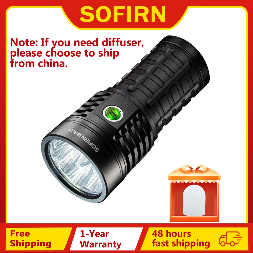 Sofirn Q8 Plus Super Powerful LED Flashlight 16000lm USB C Rechargeable 21700 Anduril 2.0 Torch XHP50B Reverse Charging